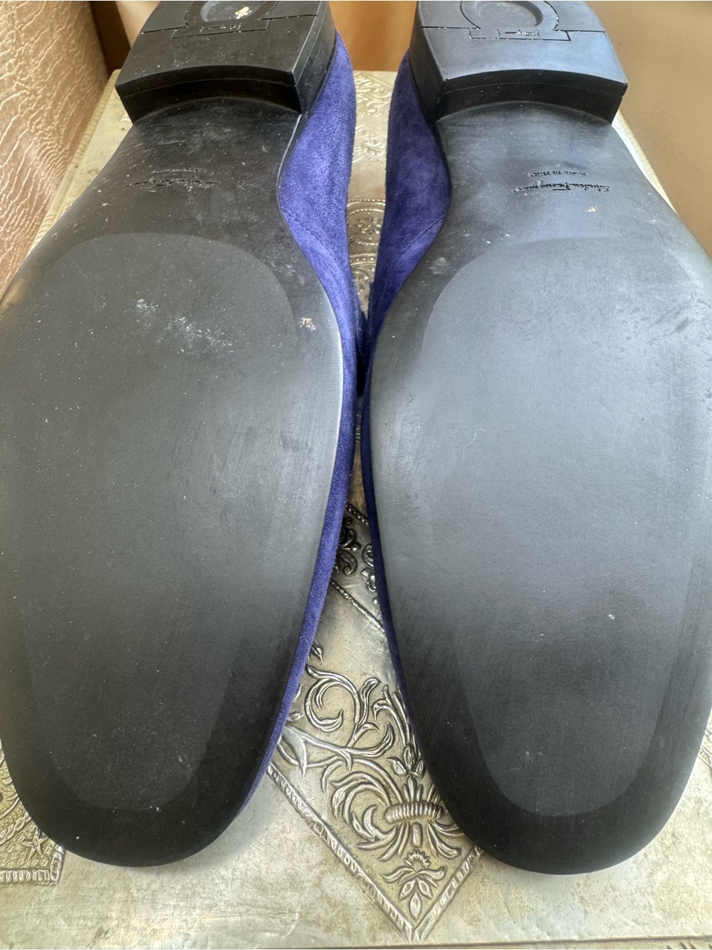 Salvatore Ferragamo Navy Suede Gancini Bit Loafers 12 2E - Picture 8 of 15